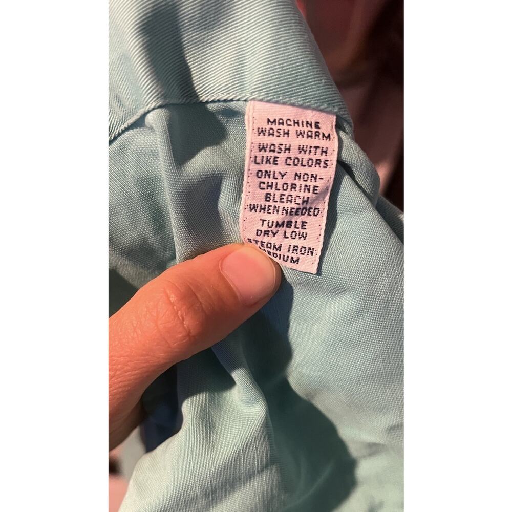 Ralph Lauren Blake Classic Button Front Shirt Mens XL Aqua Turquoise Pink Pony - Picture 4 of 14